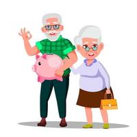 personagem homem e mulher com vetor de poupança de pensão