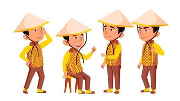 grupo de vetores de crianças vietnamitas de personagens