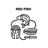ilustrações de vetor preto de carne de peixe vermelho