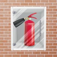 extintor de incêndio em vetor de nicho de parede. ilustração realista de extintor de incêndio vermelho
