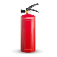 vetor de extintor de incêndio clássico. brilho de metal ilustração isolada de extintor vermelho realista 3d