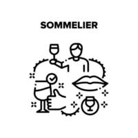 ilustração em vetor preto de trabalho de sommelier