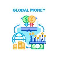 ilustração de cor de conceito de vetor de dinheiro global