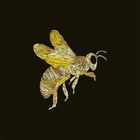 design de estilo de arte animal de abelha voadora vetor