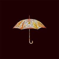 design de ilustração de estilo de arte aberta guarda-chuva vetor