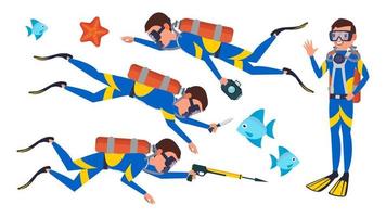 vetor de mergulhador. mergulho com snorkel. embaixo da agua. ilustração de personagem de desenho animado plana isolada