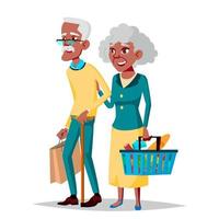 vetor de casal de idosos. avô com avó. preto, afro-americano. estilo de vida. casal de idosos. ilustração plana isolada dos desenhos animados