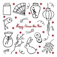 doodle desenhado à mão vetorial feliz ano novo chinês vetor