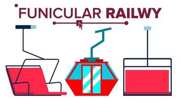 vetor funicular. estrada de ferro da montanha. teleférico de esqui. ilustração plana isolada