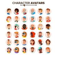 vetor de coleção de avatares de pessoas. avatar de personagens padrão. ilustração plana isolada dos desenhos animados