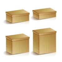caixas de papelão realistas definem ilustração vetorial isolada. conceito de entrega e embalagem. pacote de caixa, pacote de armazém, carga de embalagem. vetor