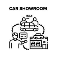 ilustrações vetoriais de showroom de carros em preto vetor