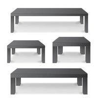 conjunto de mesa de madeira preto vazio isolado no fundo branco. plataforma realista. ilustração vetorial. bom para o modelo de exibição do produto. vetor