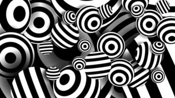 vetor de linhas pretas de bolas. ilusão de ótica listrada. linhas brancas e pretas. ilustração abstrata