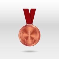 vetor de medalha de bronze. distintivo de 1º lugar bronze. prêmio de desafio dourado do jogo esportivo. ilustração vetorial