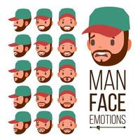 vetor de emoções do homem. enfrentar a variedade masculina de emoções. diferentes expressões faciais. ilustração plana isolada dos desenhos animados