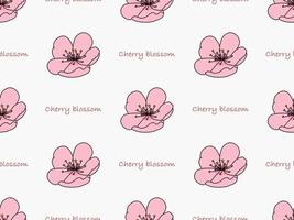padrão perfeito de personagem de desenho animado de flor de cerejeira em fundo rosa vetor