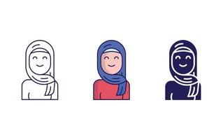 ícone de avatar de menina muçulmana vetor