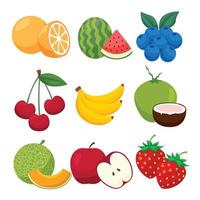projeto de frutas de coleção. definir ícone de design de ícone de fruta vetor