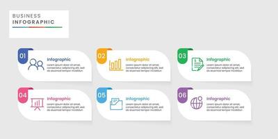 modelo de infográfico moderno de seis etapas vetor