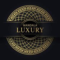 mandala de luxo dourada com um design elegante de fundo preto vetor