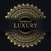 mandala de luxo dourada com um design elegante de fundo preto vetor