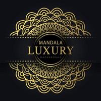 mandala de luxo dourada com um design elegante de fundo preto vetor