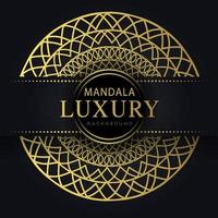 mandala de luxo dourada com um design elegante de fundo preto vetor