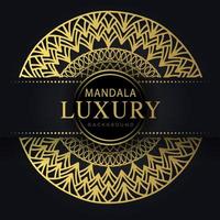 mandala de luxo dourada com um design elegante de fundo preto vetor