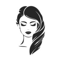 logotipo preto e branco retratando uma mulher bonita e sofisticada. para seu negócio. vetor