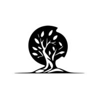 um logotipo preto e branco lindamente projetado com um homem-árvore. bom para tipografia. vetor