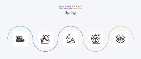 pacote de ícones da linha 5 da primavera, incluindo flor de primavera. flor de anêmona. coelhinho da Páscoa. anêmona. natureza vetor