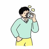 um homem bebendo uma xícara de café. ilustrações de design de rabiscos vetoriais de estilo desenhado à mão vetor