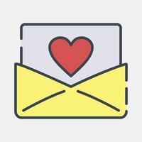 carta de amor de ícone. elementos de celebração do dia dos namorados. ícones no estilo de linha preenchida. bom para impressões, cartazes, logotipo, decoração de festa, cartão de felicitações, etc. vetor