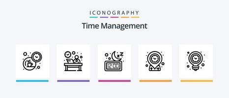 pacote de ícones da linha 5 de gerenciamento de tempo, incluindo bolsa. relógio de parede. ver. cronômetro. Tempo. design de ícones criativos vetor