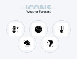 design de ícones do pacote de ícones do glifo meteorológico 5. chuva. temperatura. temperatura. quente. noite vetor
