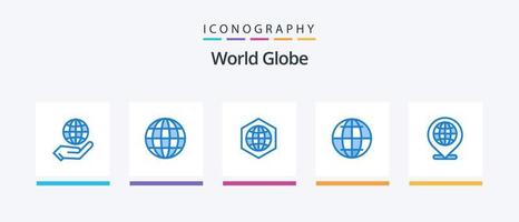 pacote de ícones do globo azul 5, incluindo localização. globo. global. global. Internet. design de ícones criativos vetor