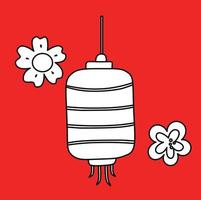 selo digital de decoração de ano novo chinês de lanterna fofa vetor