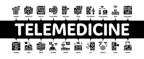 vetor de banner infográfico mínimo de tratamento de telemedicina plana