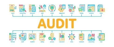 vetor de banner de infográfico mínimo de relatório de finanças de auditoria