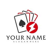 modelo de vetor de logotipo de pôquer trovão, conceitos criativos de design de logotipo de pôquer