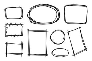 definir quadro e círculo doodle para referência de design. vetor