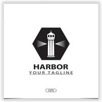 farol holofote farol torre ilha inspiração de design de logotipo de praia, logotipo de porto modelo elegante premium vetor eps 10