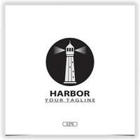 farol holofote farol torre ilha inspiração de design de logotipo de praia, logotipo de porto modelo elegante premium vetor eps 10