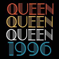 a rainha nasceu em 1996 vetor de sublimação de aniversário vintage