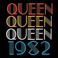 a rainha nasceu em 1982 vetor de sublimação de aniversário vintage