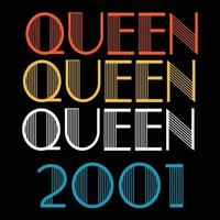 a rainha nasceu em 2001 vetor de sublimação de aniversário vintage