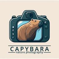 capivara emergindo de uma tela de câmera vetor