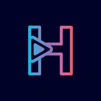 design de logotipo de música tocar marca letra h vetor