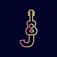 guitarra música logotipo design marca letra j vetor